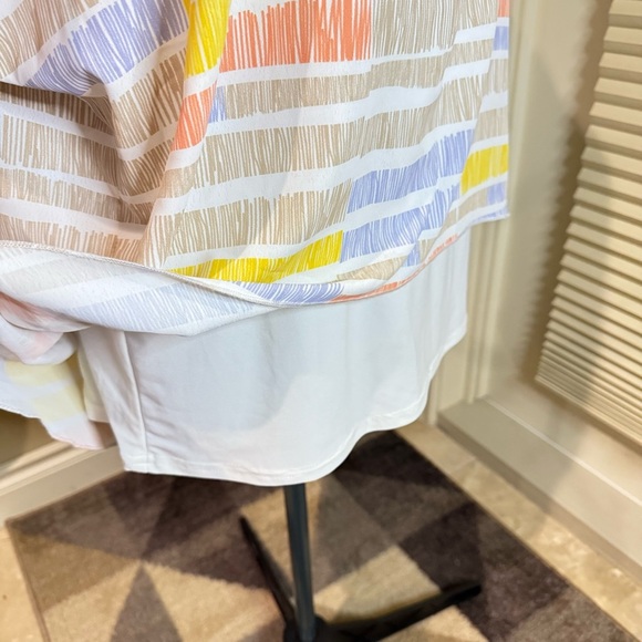 Michael Tyler Top Blouse Striped Lined Multicolor Batwing Sleeve Women’s Size L - Picture 3 of 16